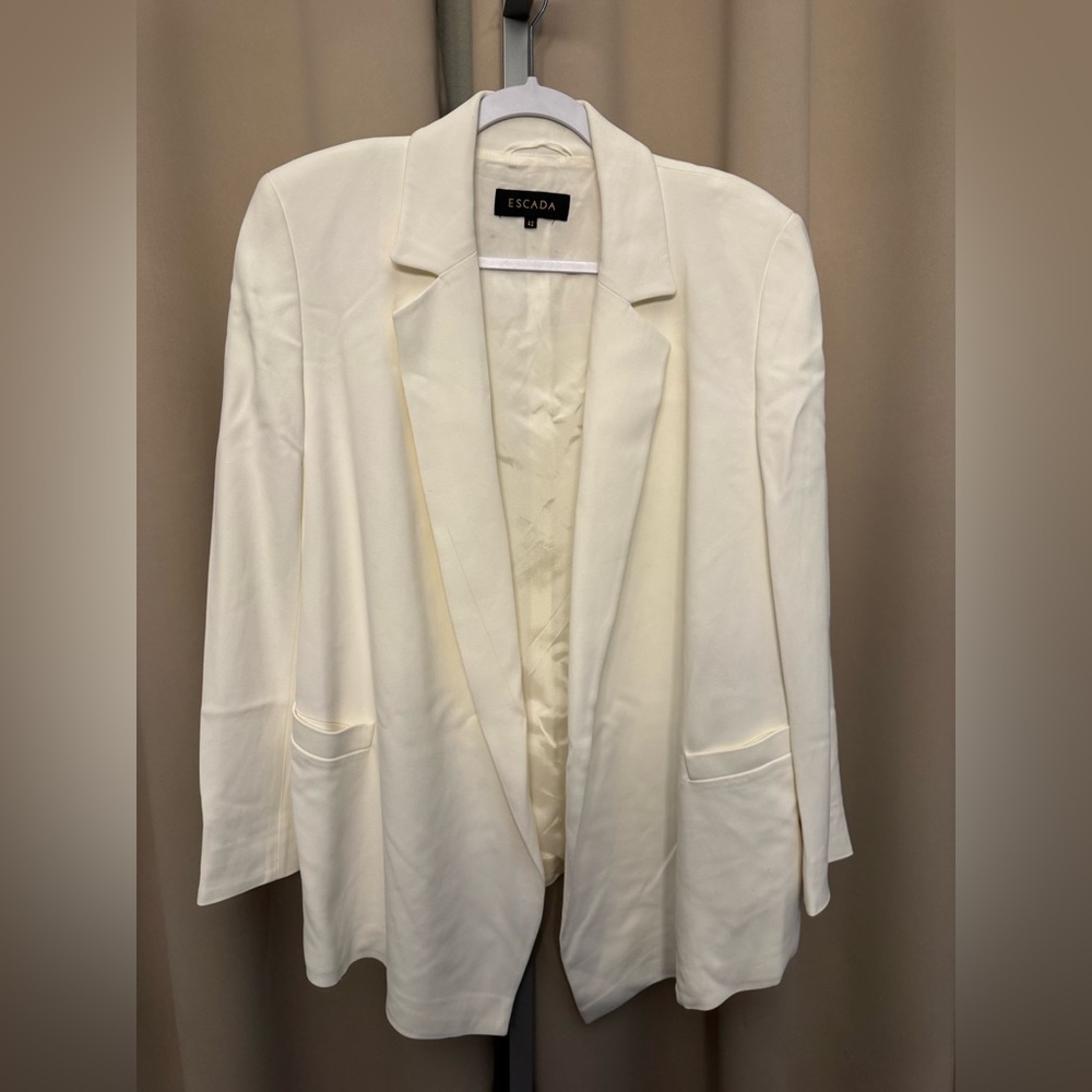 Escada Cream Open-Front Blazer Jacket